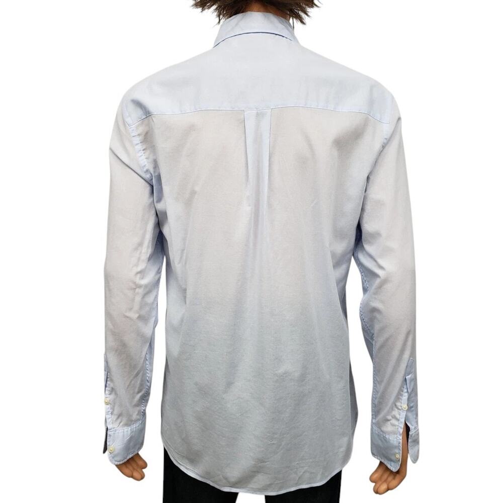 Zara Shirt Men L Light Blue Lightweight Button-down Collar Long Sleeve - Picture 7 of 10